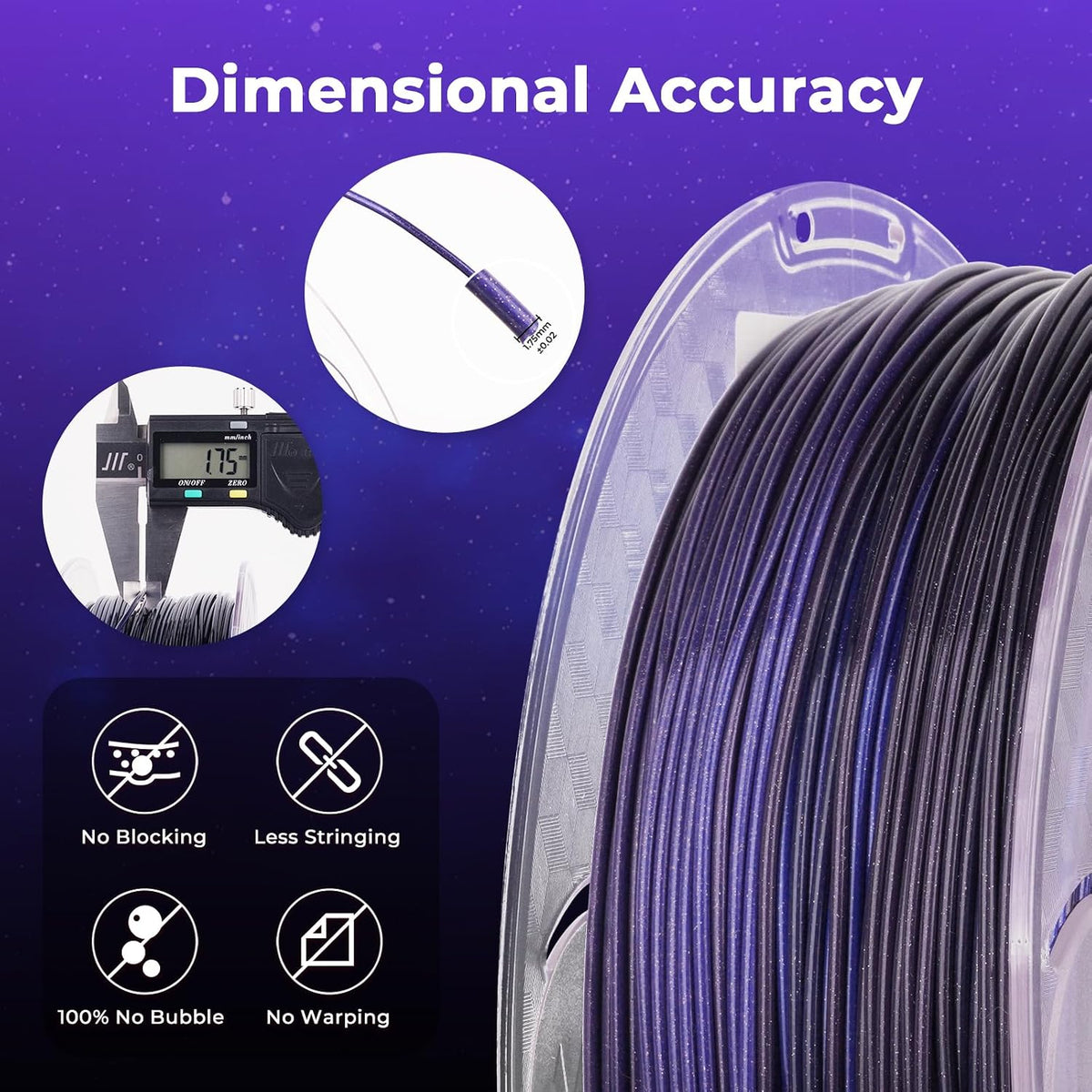 AMOLEN - Filamento PLA para impresora 3D de 0.069 pulgadas, filamen...