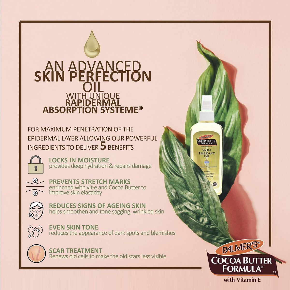 Palmer's Aceite de masaje con fórmula de manteca de cacao para...