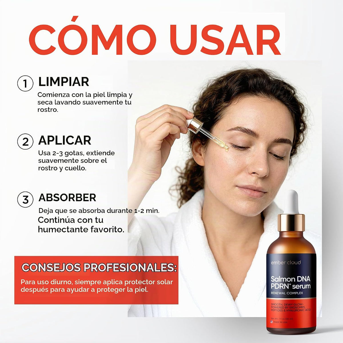 Ember Cloud Salmon DNA PDRN Suero, Ácido Hialurónico, Péptidos, Exo...