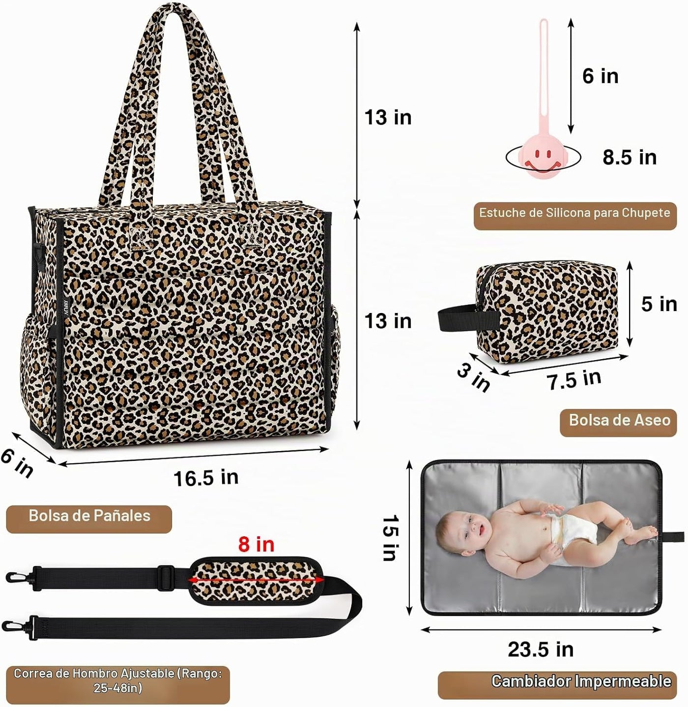 IBFUN Bolso de Pañales para Bebé - Bolso Grande para Bebé 4Pcs con...