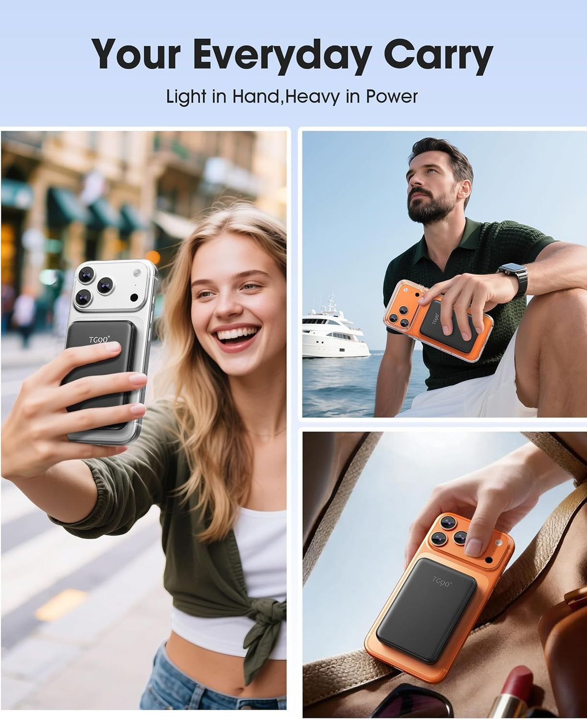 TG90° Mini banco de energía magnética,10,000mAh Magsafe cargador po...