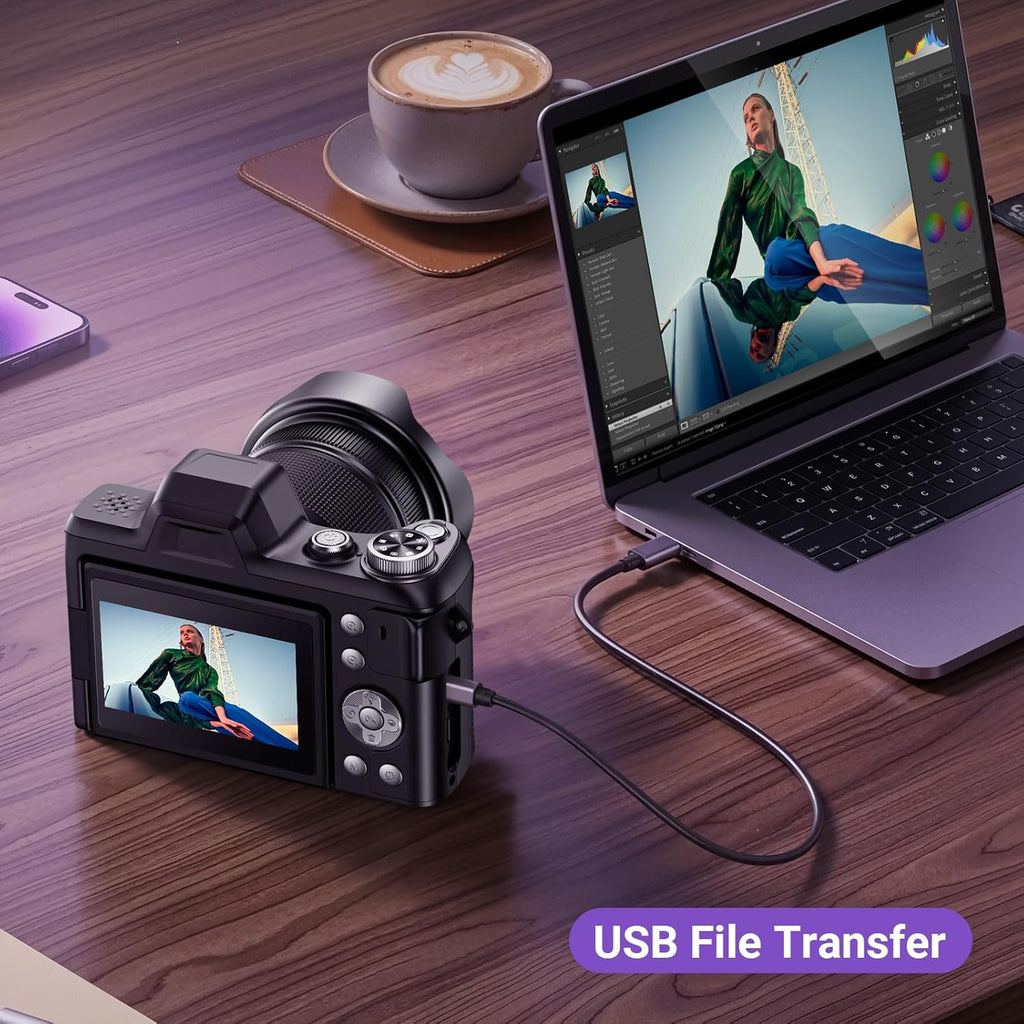 Cámara digital 4K para fotografía, cámara de vlogging de enfoque au...