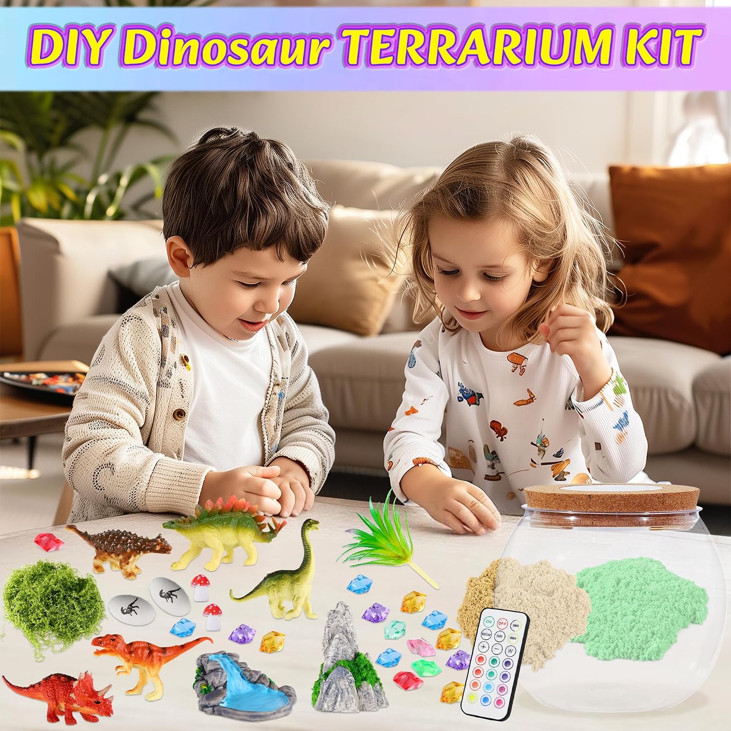 Hannstar Kit de terrario de dinosaurios para niños, actividades de...