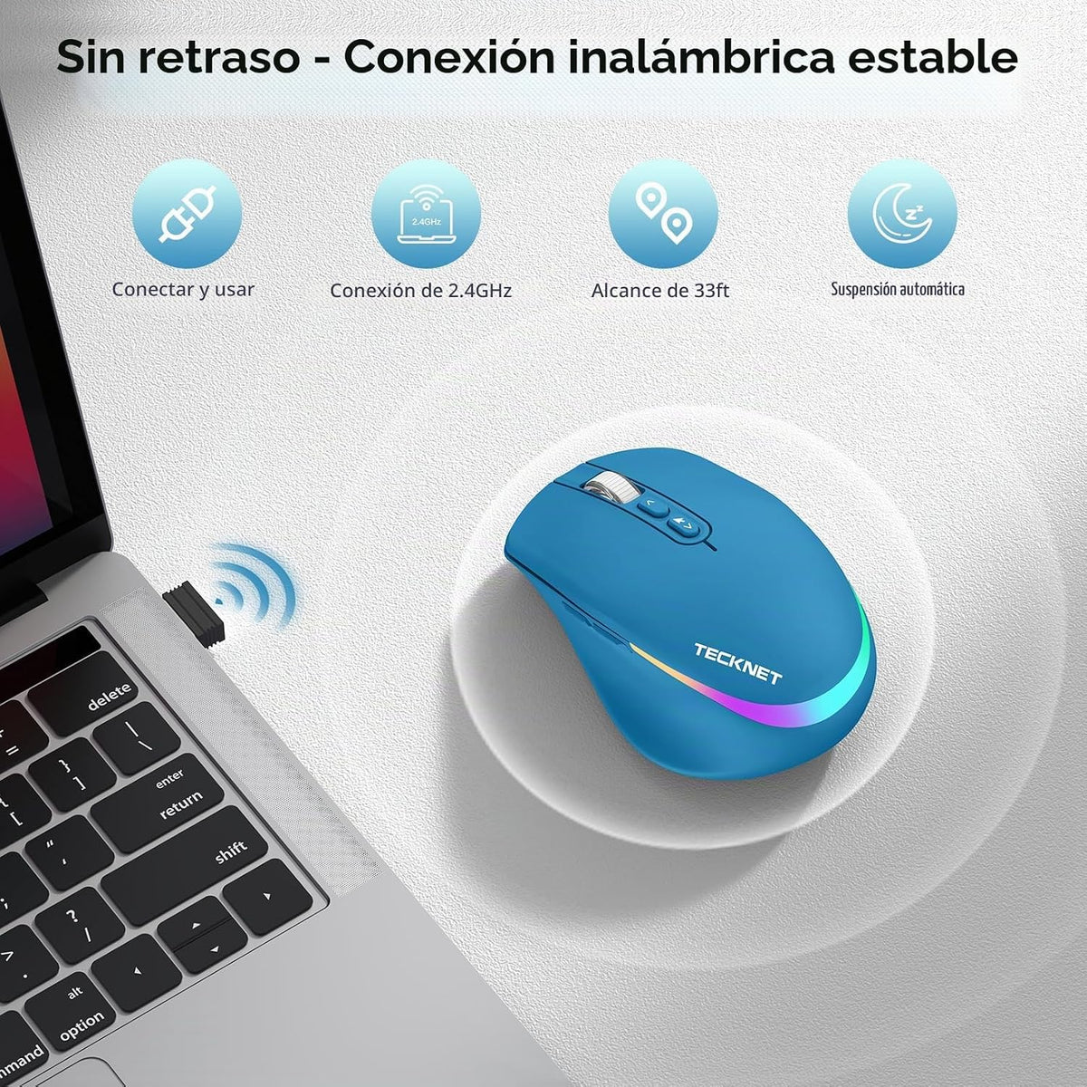 TECKNET Ratón inalámbrico Jiggler, mouse recargable con motor de mo...