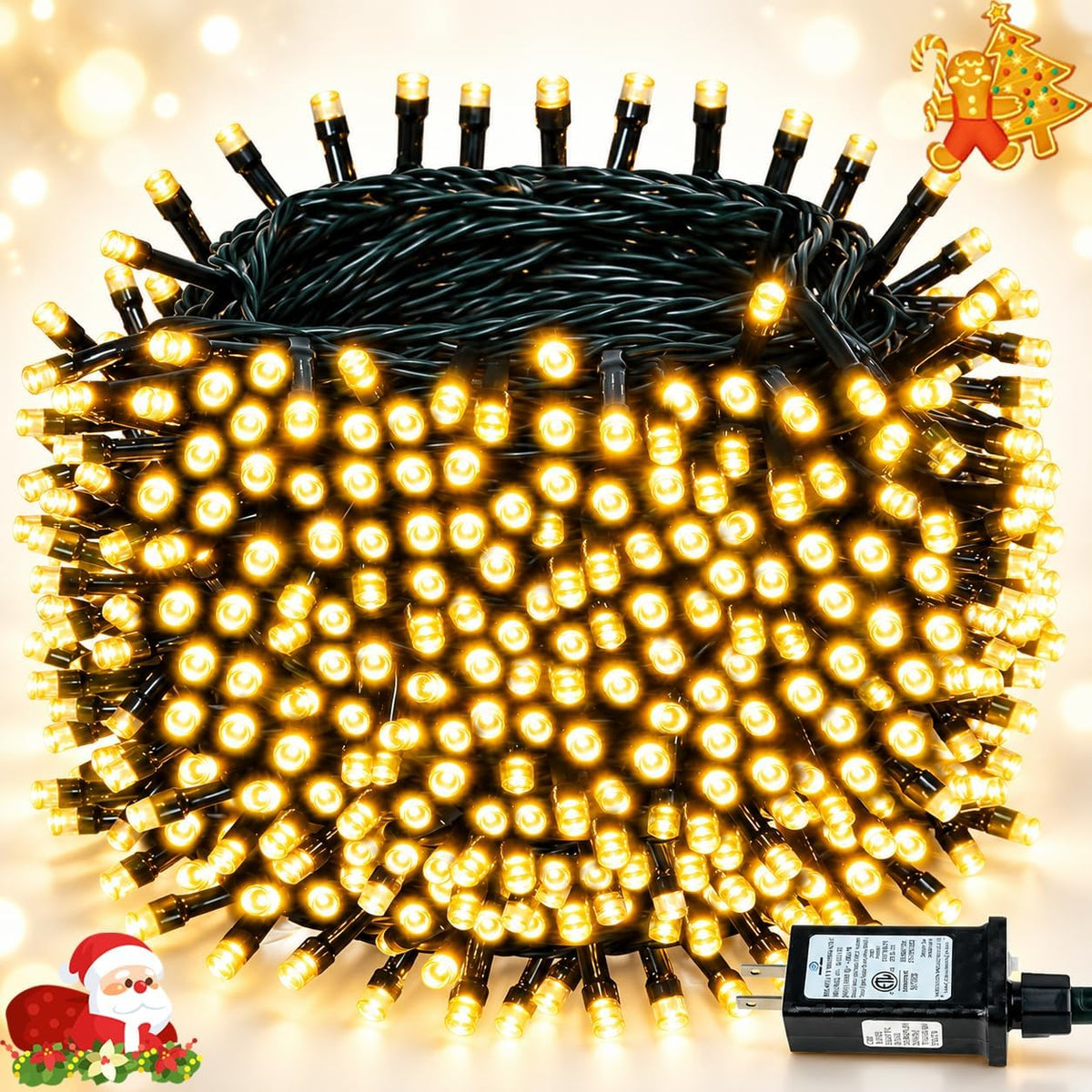 Guirnalda de luces de Navidad extralargas de 165 pies con 500 luces...
