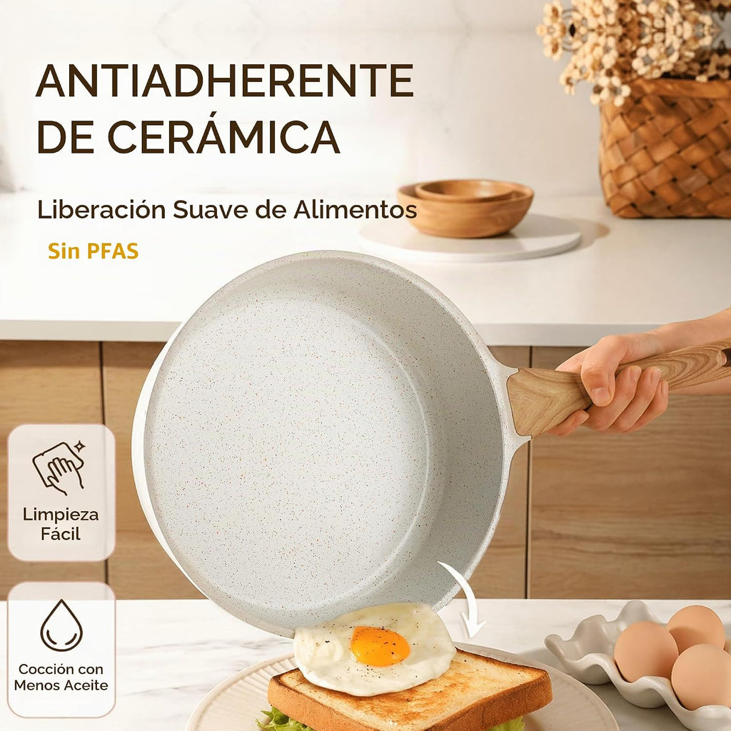 SENSARTE Juego de utensilios de cocina de cerámica antiadherente de...