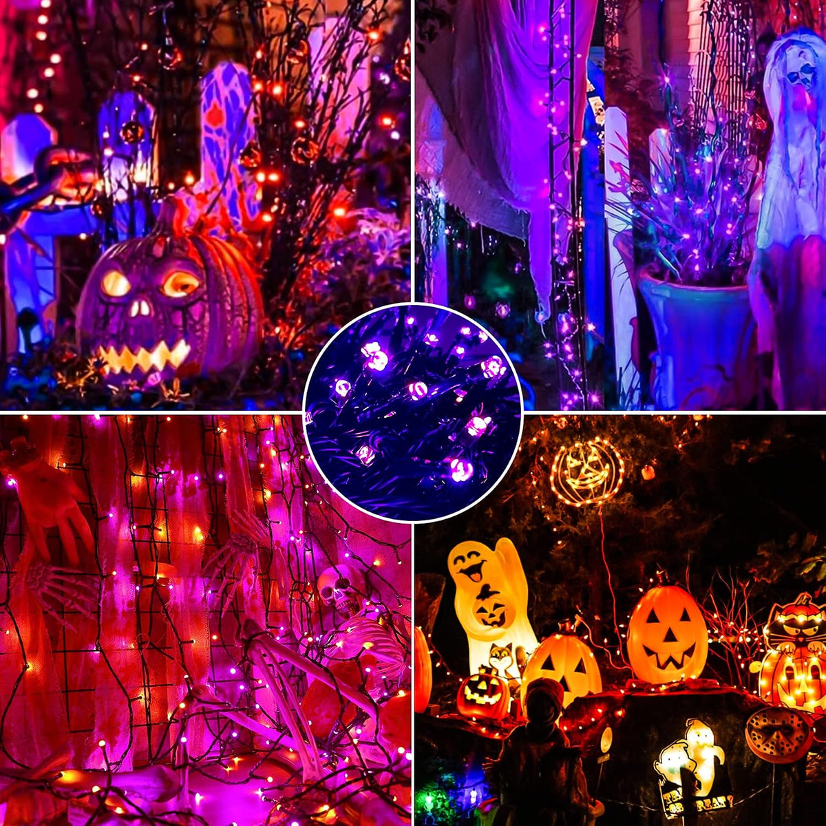MZD8391 - Luces de Halloween naranjas y moradas para interiores y e...