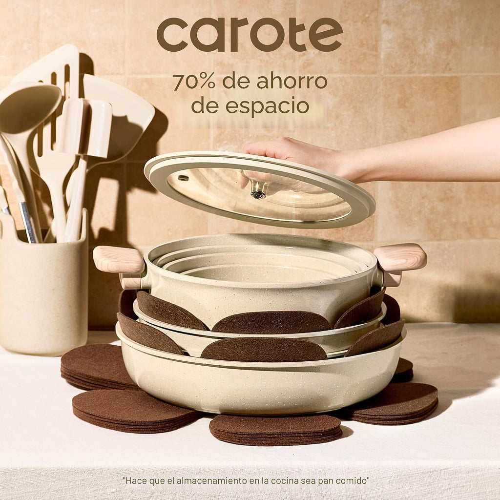 CAROTE Juego de utensilios de cocina de cerámica de 25 piezas, olla...