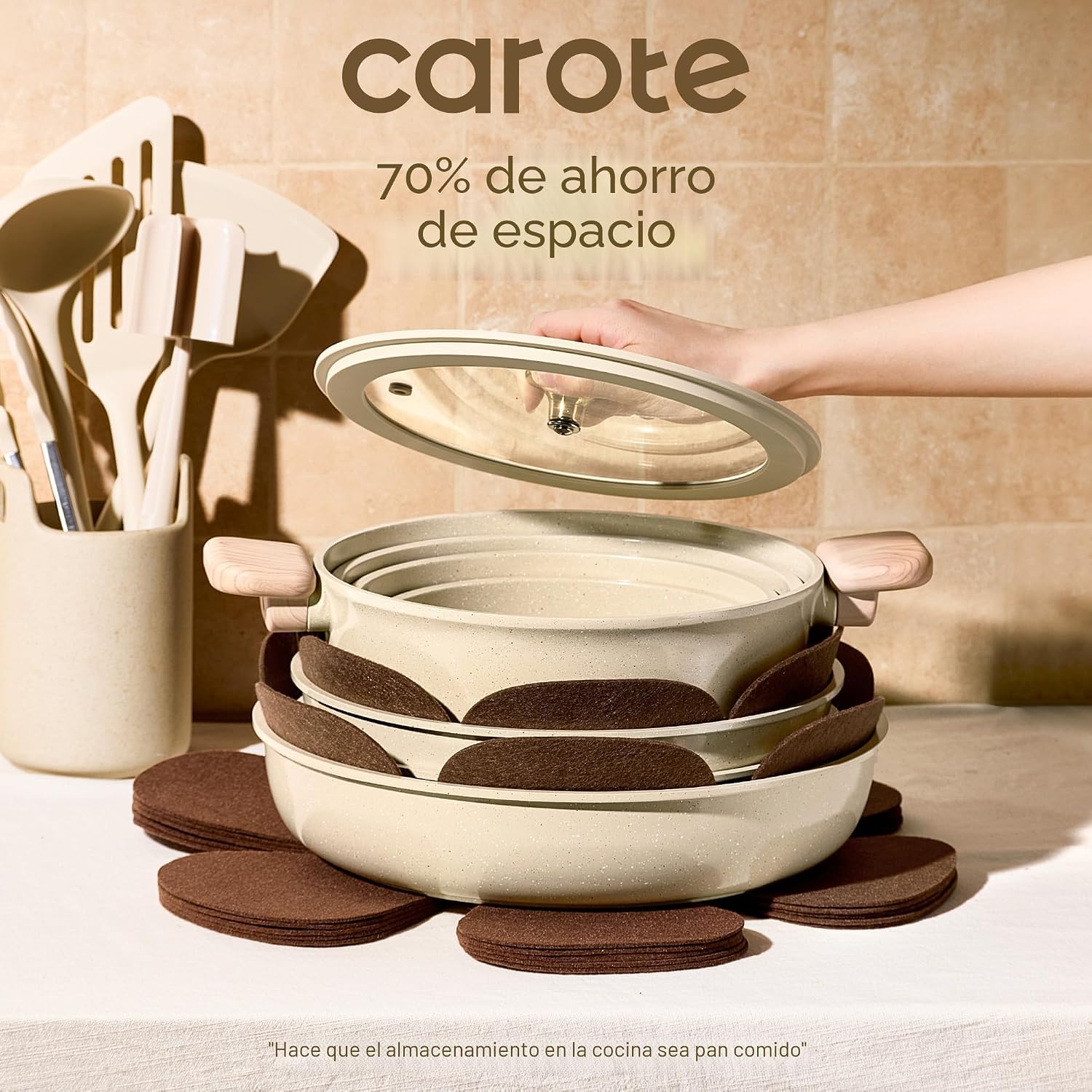 CAROTE Juego de utensilios de cocina de cerámica de 25 piezas, olla...