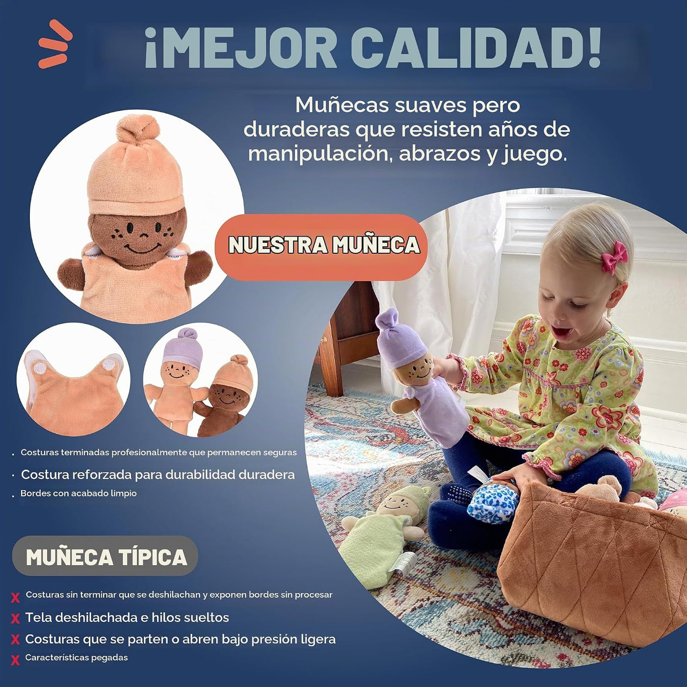 Creative Minds Canasta de Bebés Muñecas Suaves para Bebés, Juguetes...