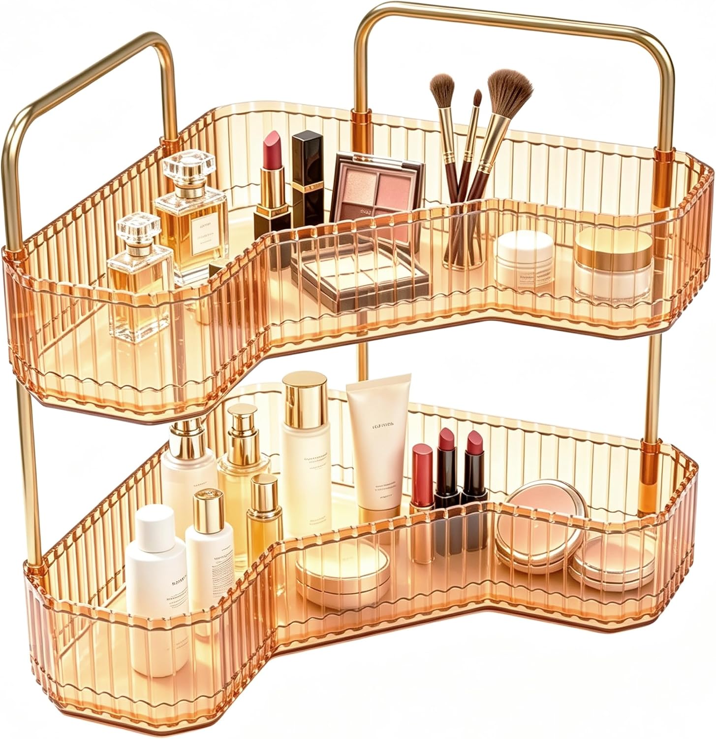 Organizador de baño esquinero de 2 niveles, estante para mostrador...