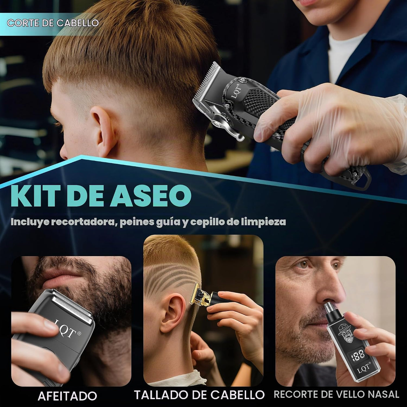 LQT Cortapelos para hombres con pantalla LED de alimentación, kit d...