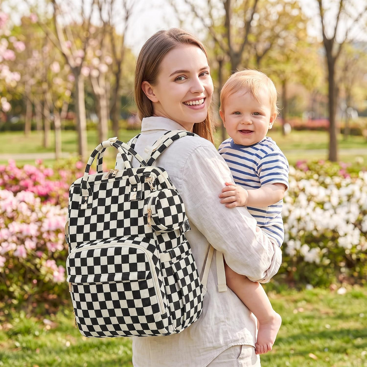 Lrenagao Mochila para pañales de bebé para mamá y papá, bolsa de pa...