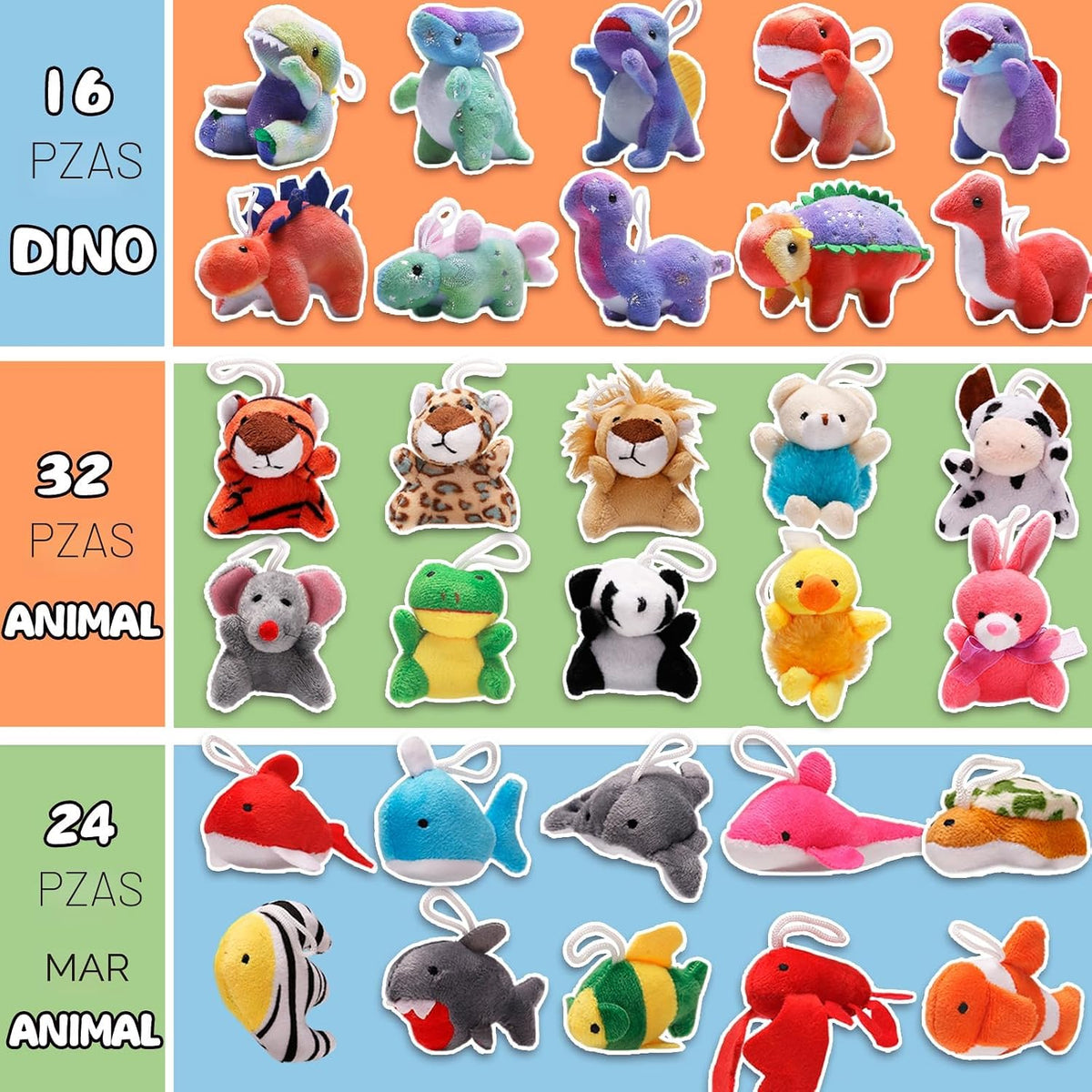 Paquete de 72 mini animales de peluche, varios juguetes de peluche...