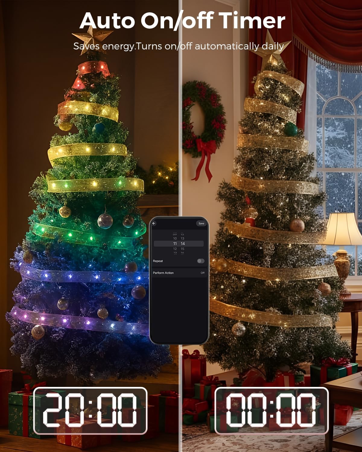 BraveDream 33 pies de luces de cinta inteligentes para Navidad, cin...