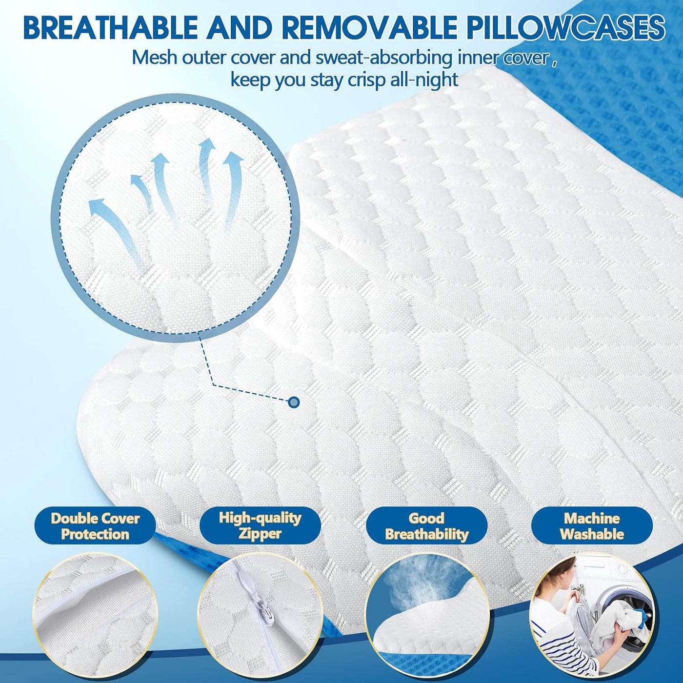 CHxxy Almohadas de espuma viscoelástica, almohada cervical para ali...