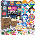 klmars Kit de pintura de madera para niños, brilla en la oscuridad,...