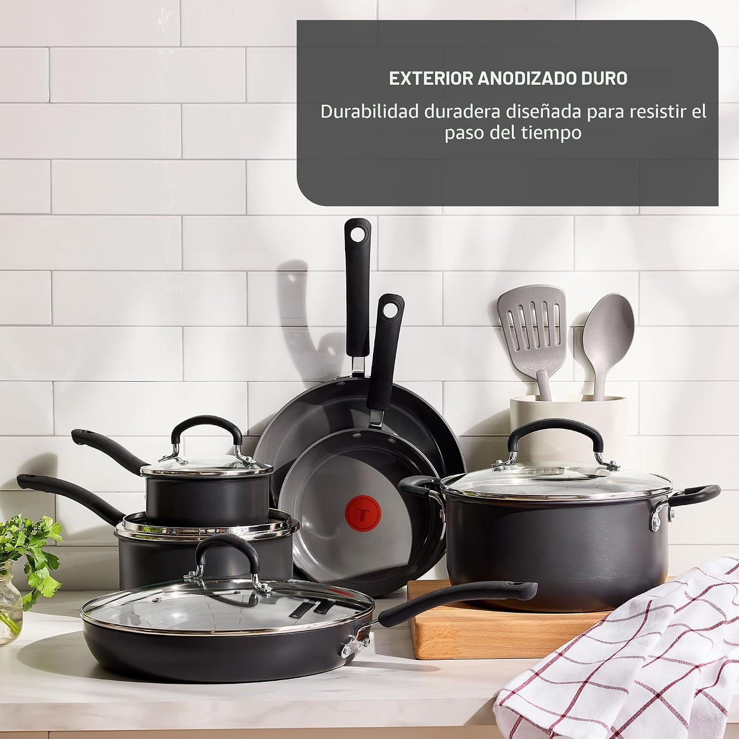 T-Fal Ultimate - Juego de utensilios de cocina antiadherentes de ce...