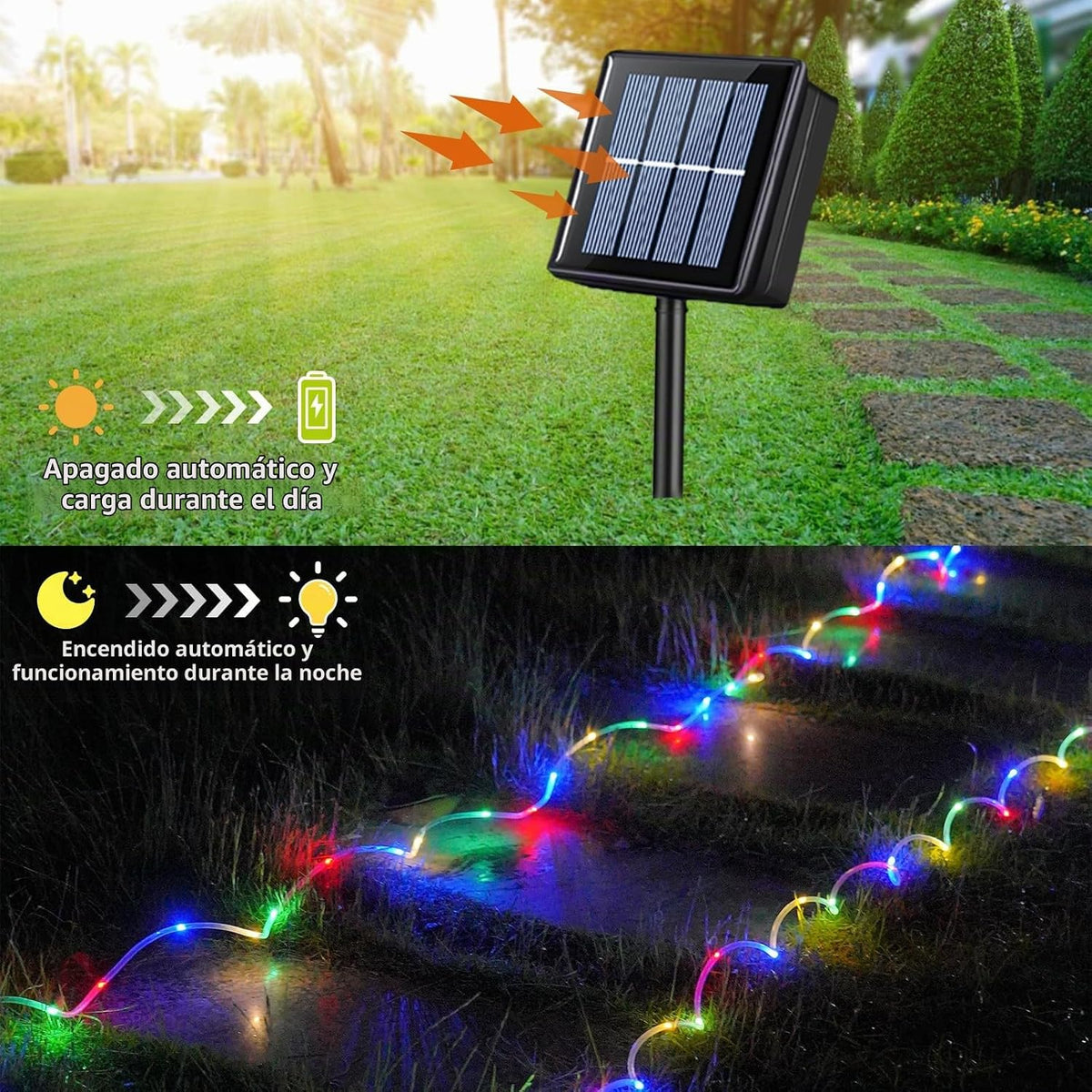 QITONG Cuerda de luces solares para exteriores, 66 pies, 200 luces...