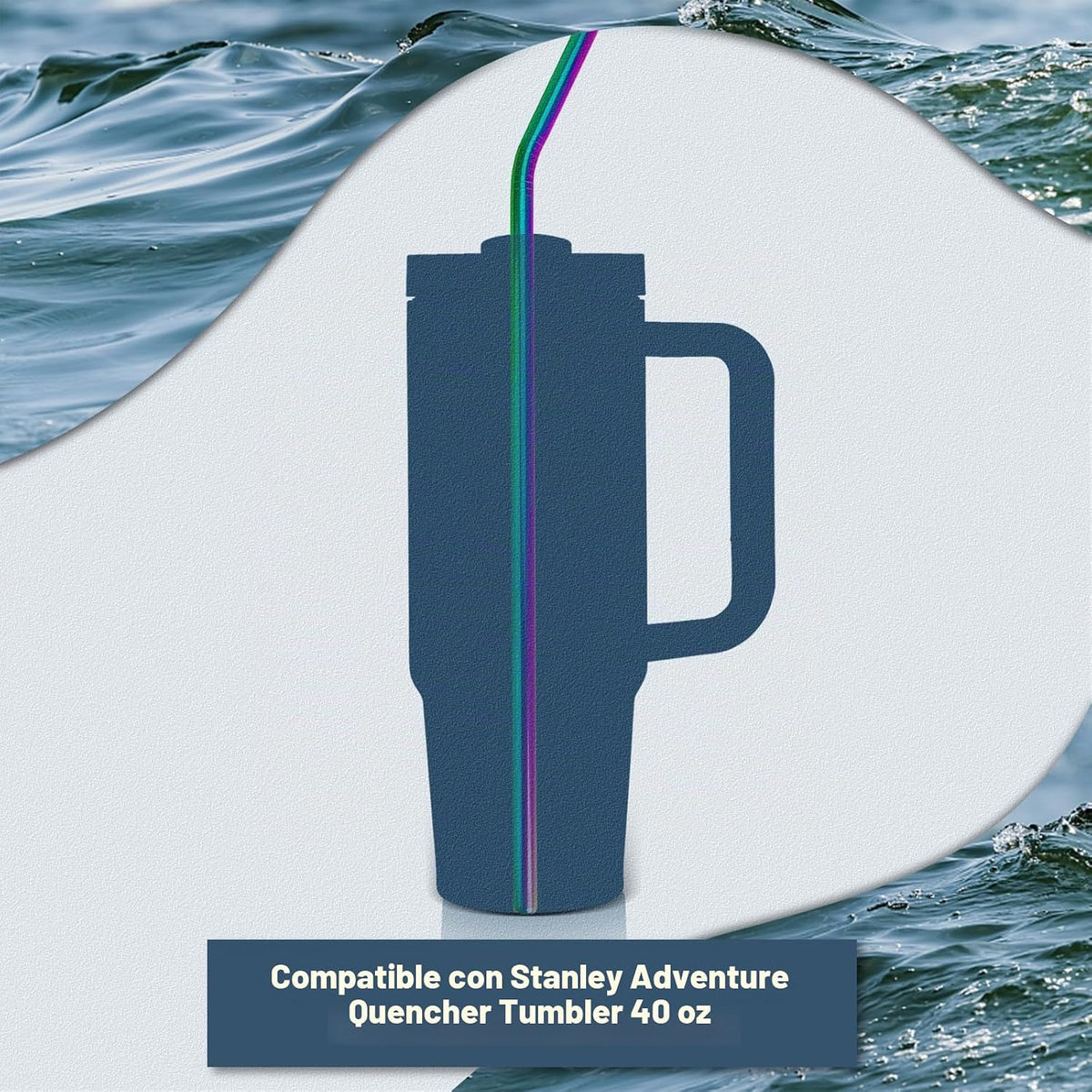 para Stanley Quencher - Vaso de 40 onzas, 6 pajitas de metal de ace...