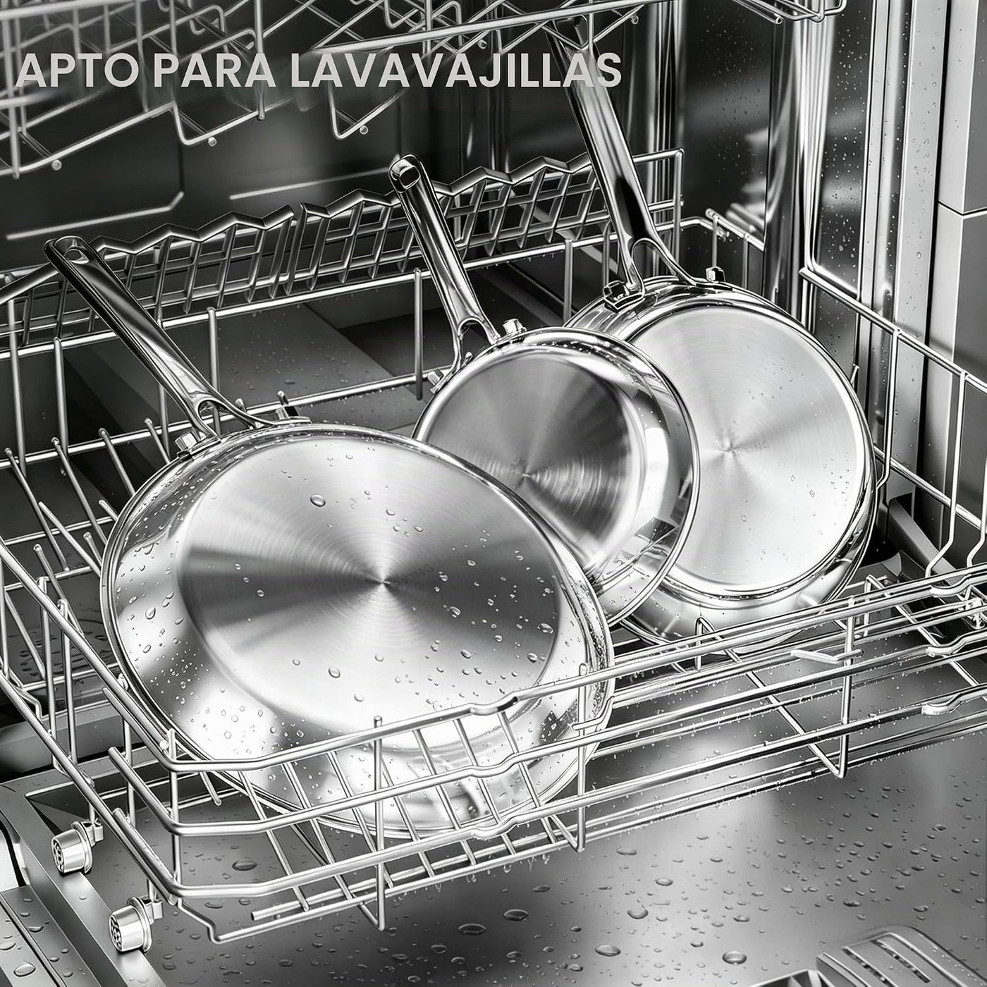 COOKER KING Juego de 3 sartenes de acero inoxidable (8+10+12 pulgad...