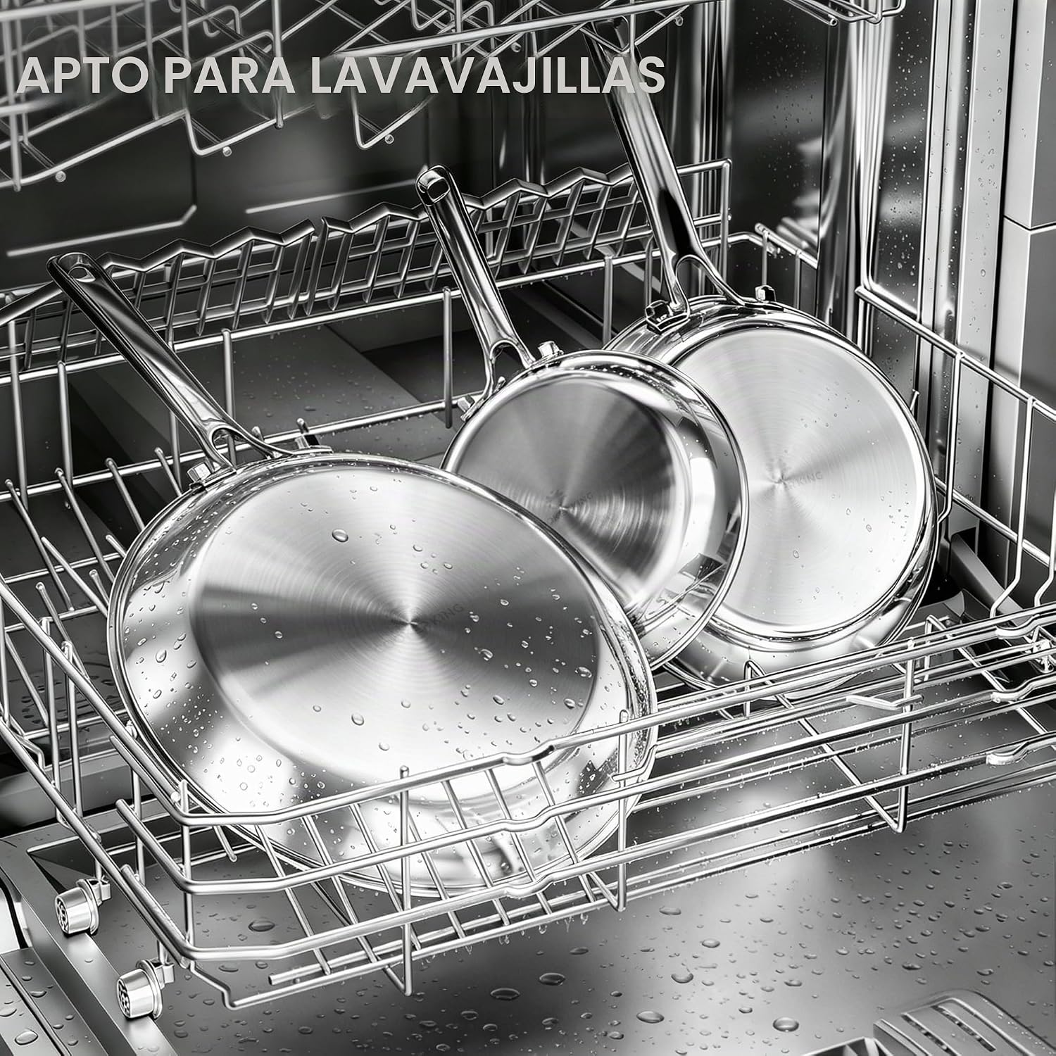 COOKER KING Juego de 3 sartenes de acero inoxidable (8+10+12 pulgad...