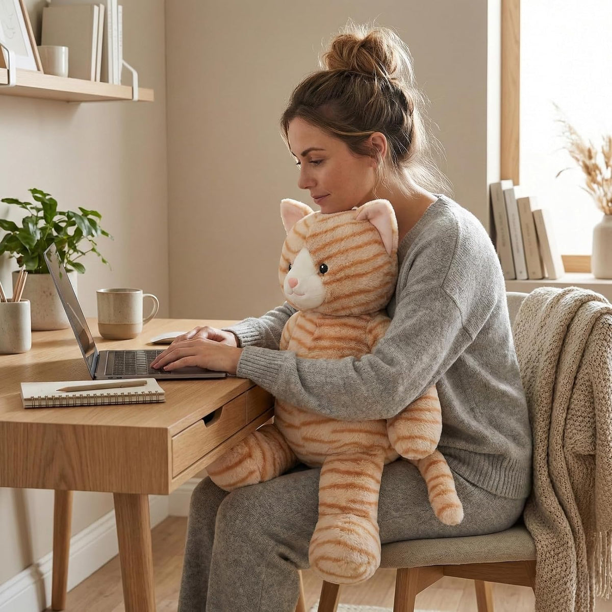 WEIGEDU Peluche de gato de peluche aderezable, 24.8 pulgadas | Se a...