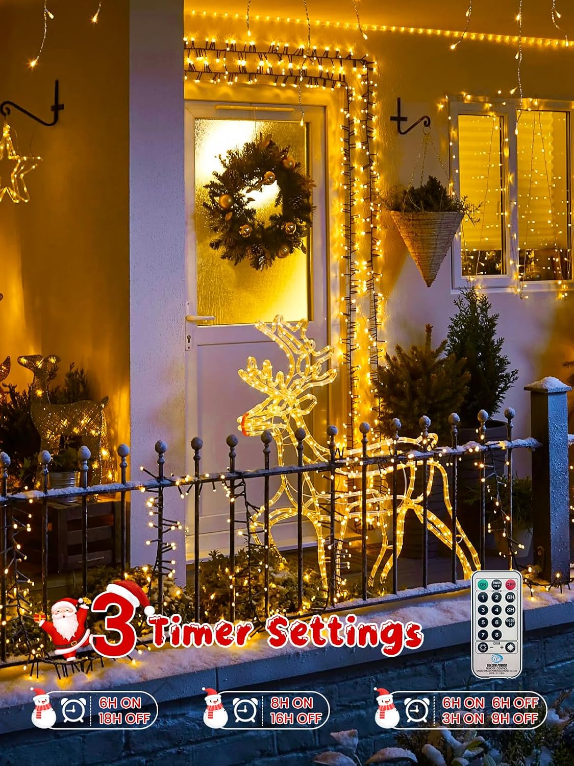 Luces de racimo de Navidad de 100 pies, 2000 luces LED con control...