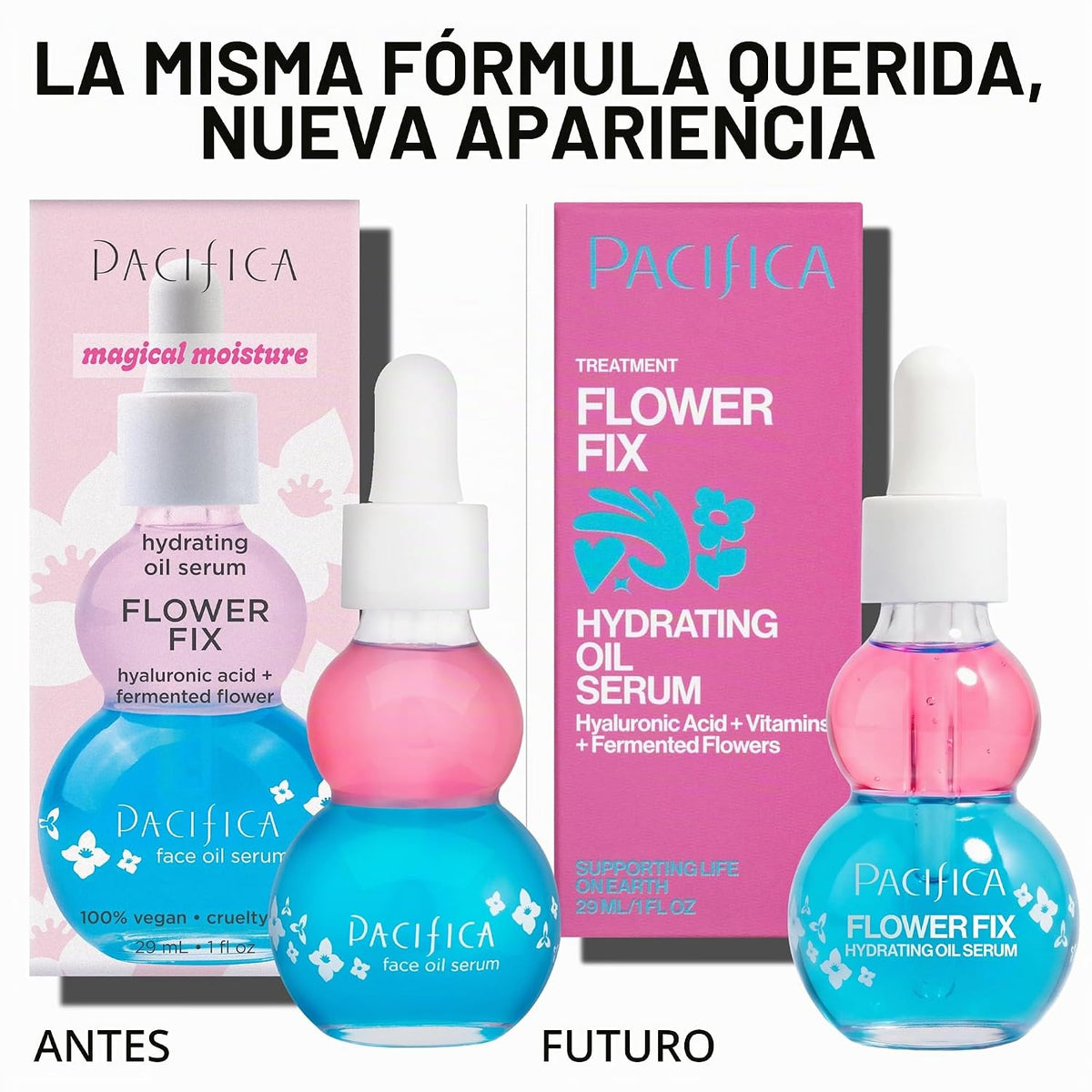 Suero de Aceite Facial Pacifica - Flower Fix Bi-Fásico Hidratante p...