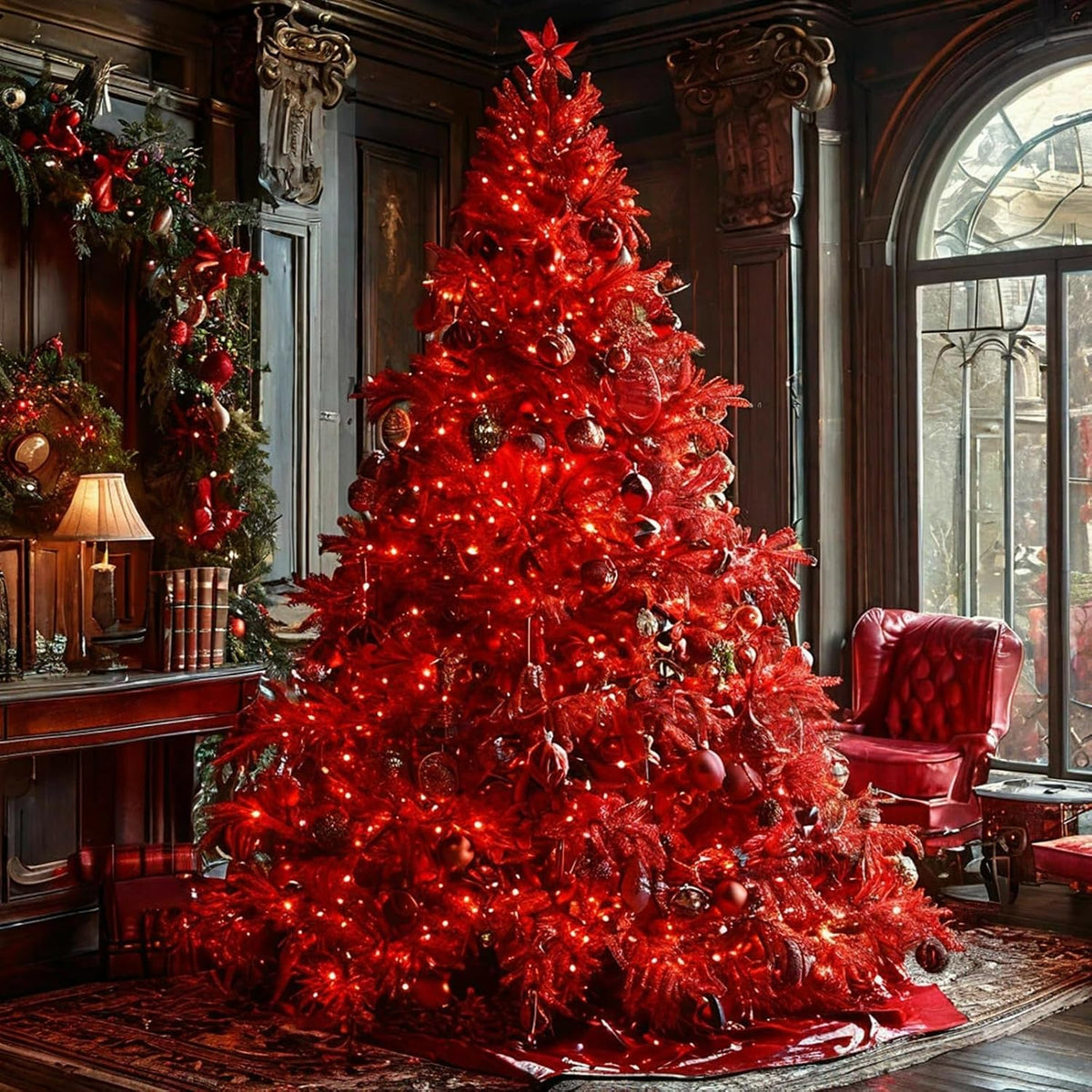 YIQU 75.8 FT 200 LED Extensible Rojo Navidad Cadena Luces Interior...