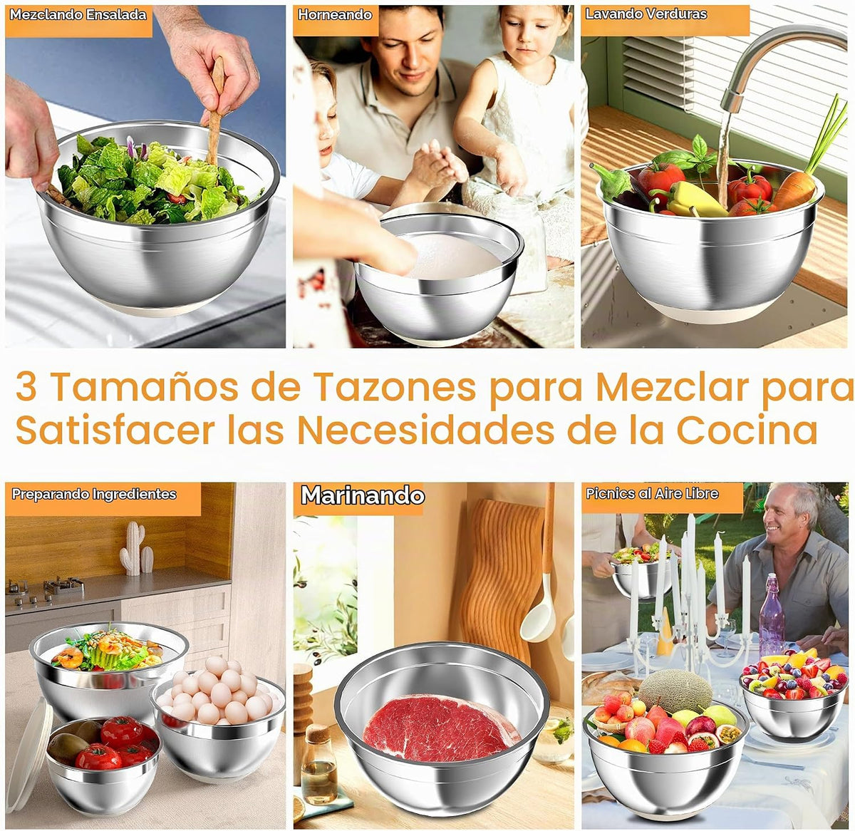 Nicdiet - Juego de cuencos de mezcla con tapas herméticas, juego de...
