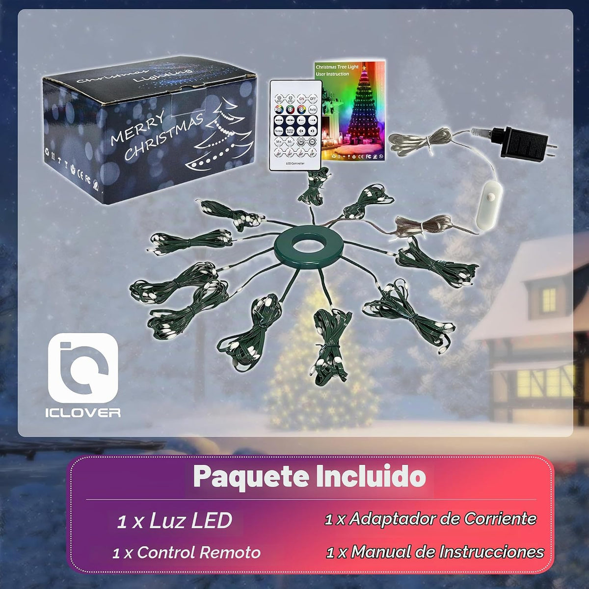 Luces inteligentes para árbol de Navidad, línea colgante de 6.5 pie...