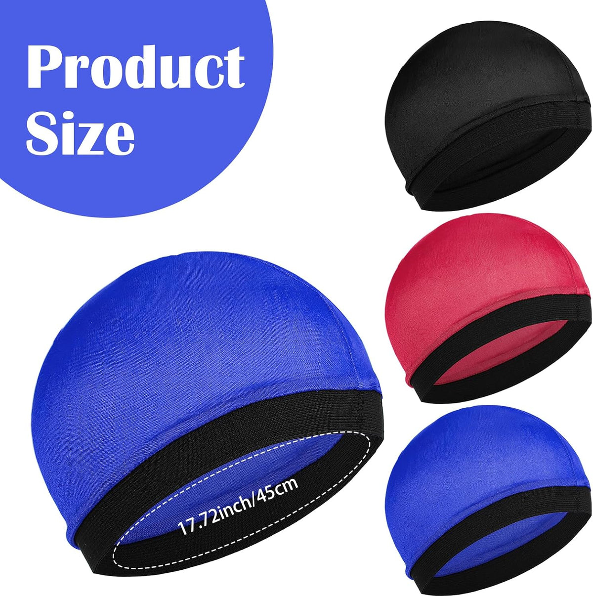 Sibba Juego de 3 gorras de satén para niños, sedosas, durags de pol...
