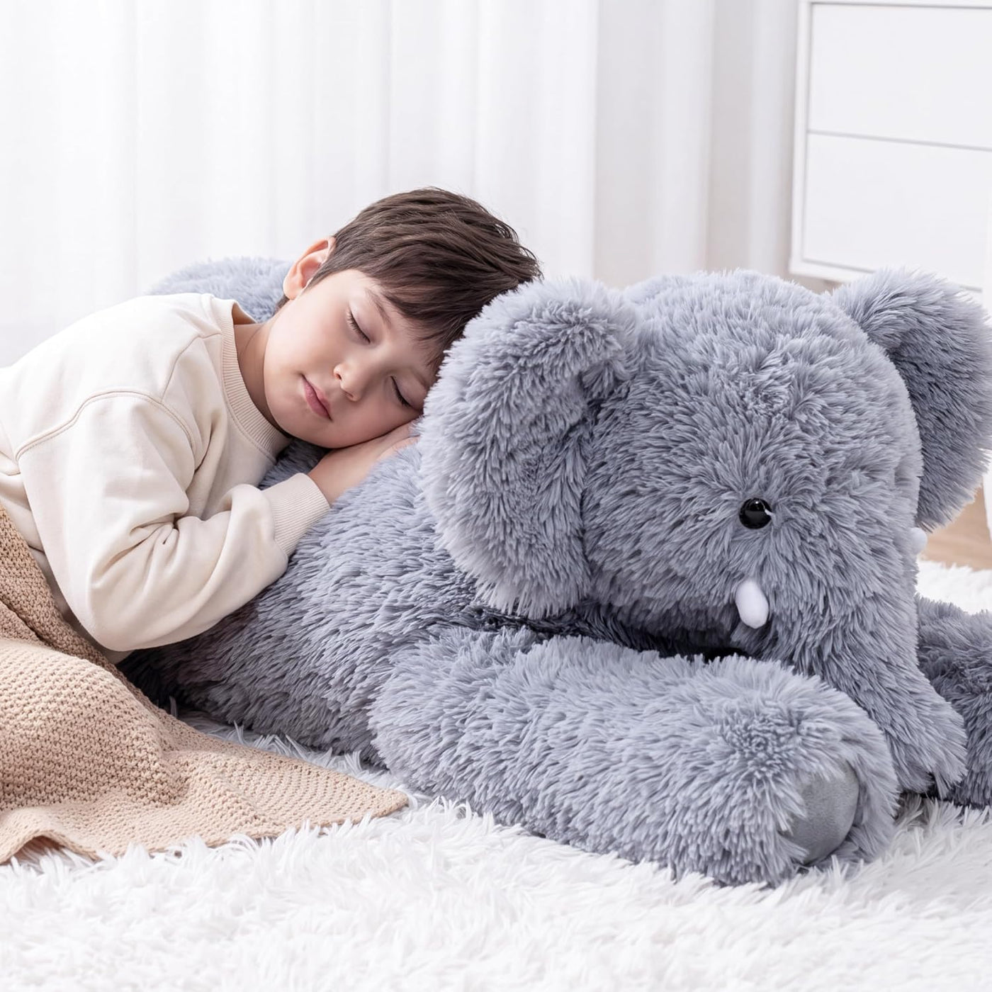 Jrystar Animales de peluche de elefante gigante, juguete de peluche...
