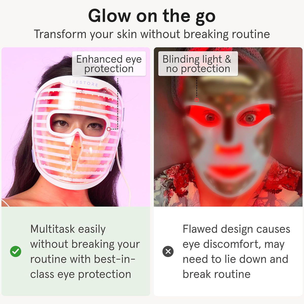 iRestore - Terapia de luz roja para cara, máscara facial LED para a...