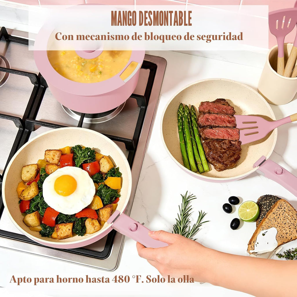 Umite Chef Juego de ollas y sartenes antiadherentes, juego de 21 pi...