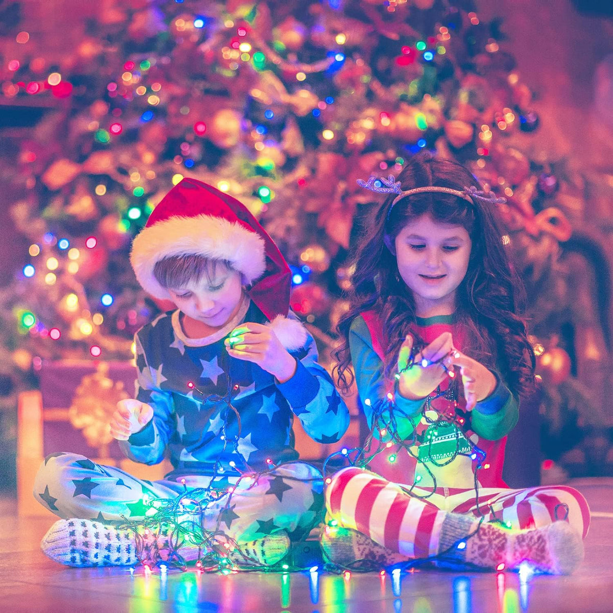 JMEXSUSS - 250 luces LED para árbol de Navidad, luces multicolor de...