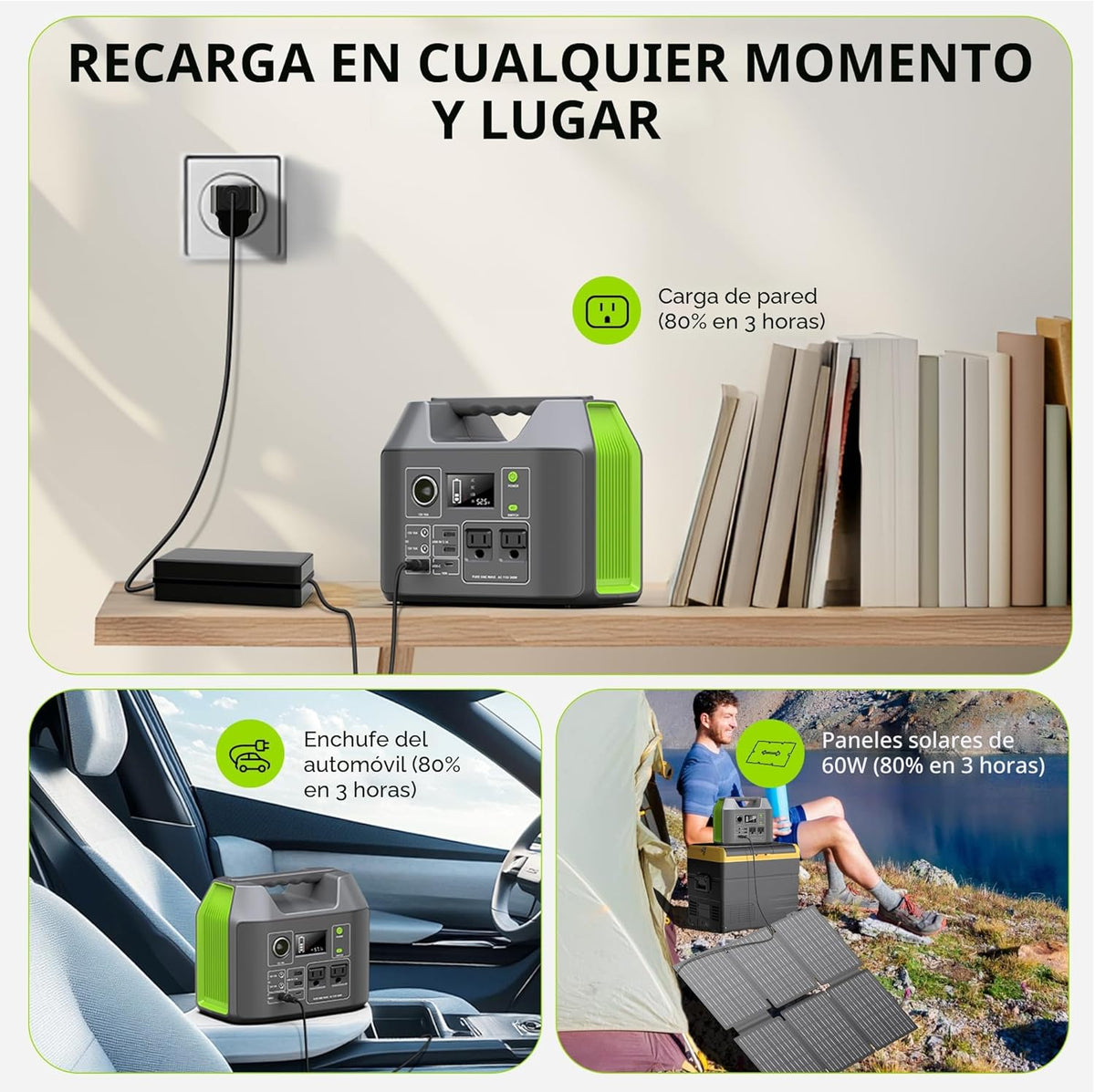Generador solar portátil 300W central eléctrica con el panel solar...