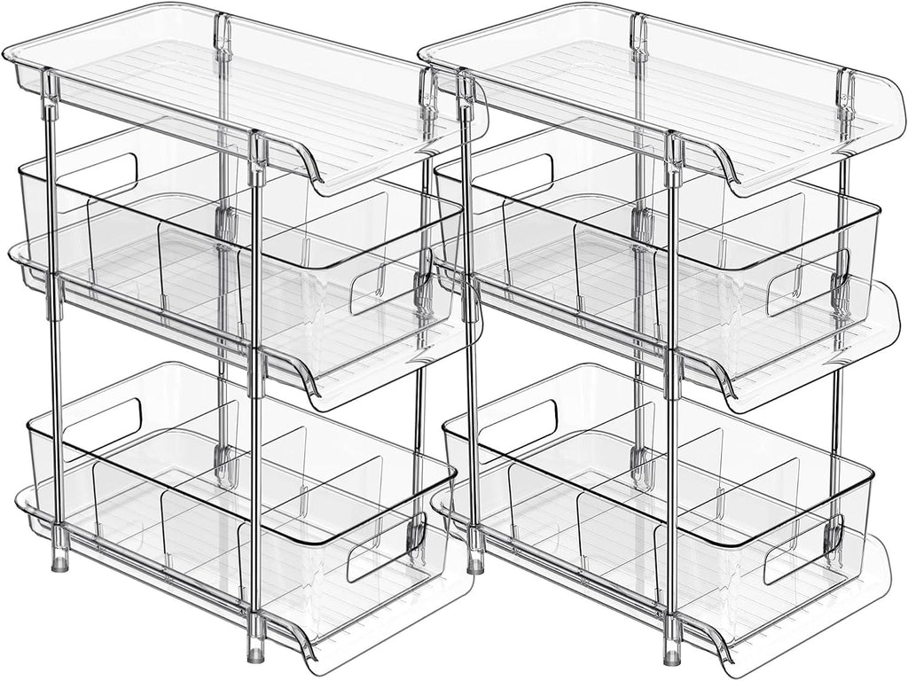 Juego de 2 organizadores de baño transparentes de 3 niveles con div...