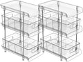 Juego de 2 organizadores de baño transparentes de 3 niveles con div...