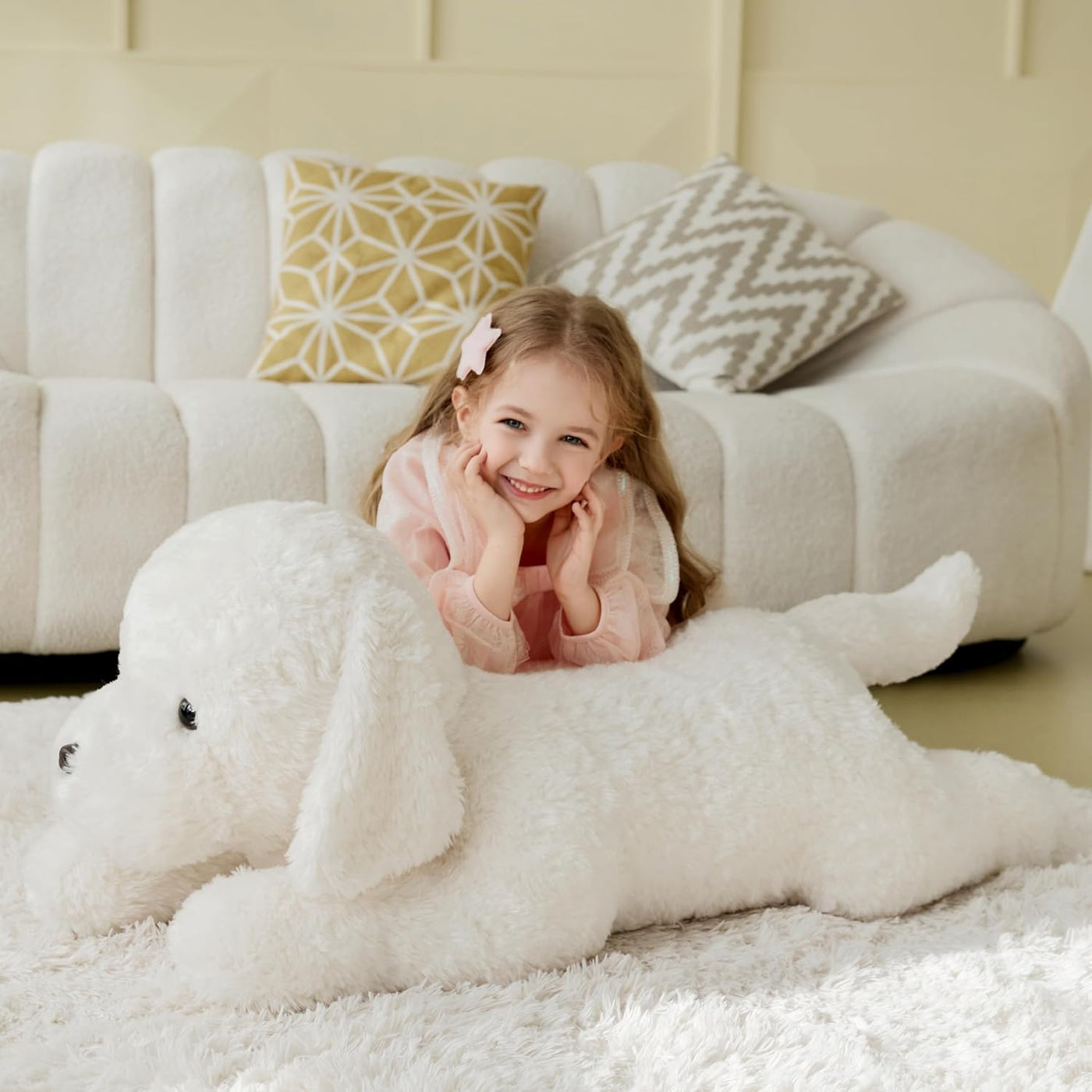 IKASA Peluche de perro labrador blanco gigante de 30 pulgadas, suav...