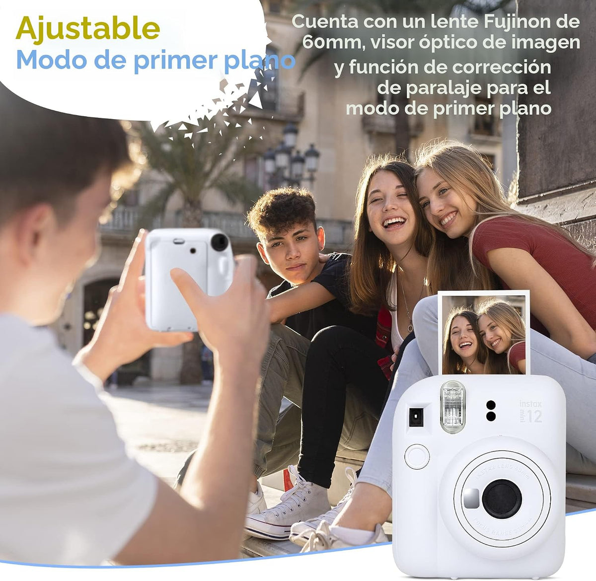 Fujifilm Instax Mini 12 cámara instantánea verde menta y 60 hojas d...