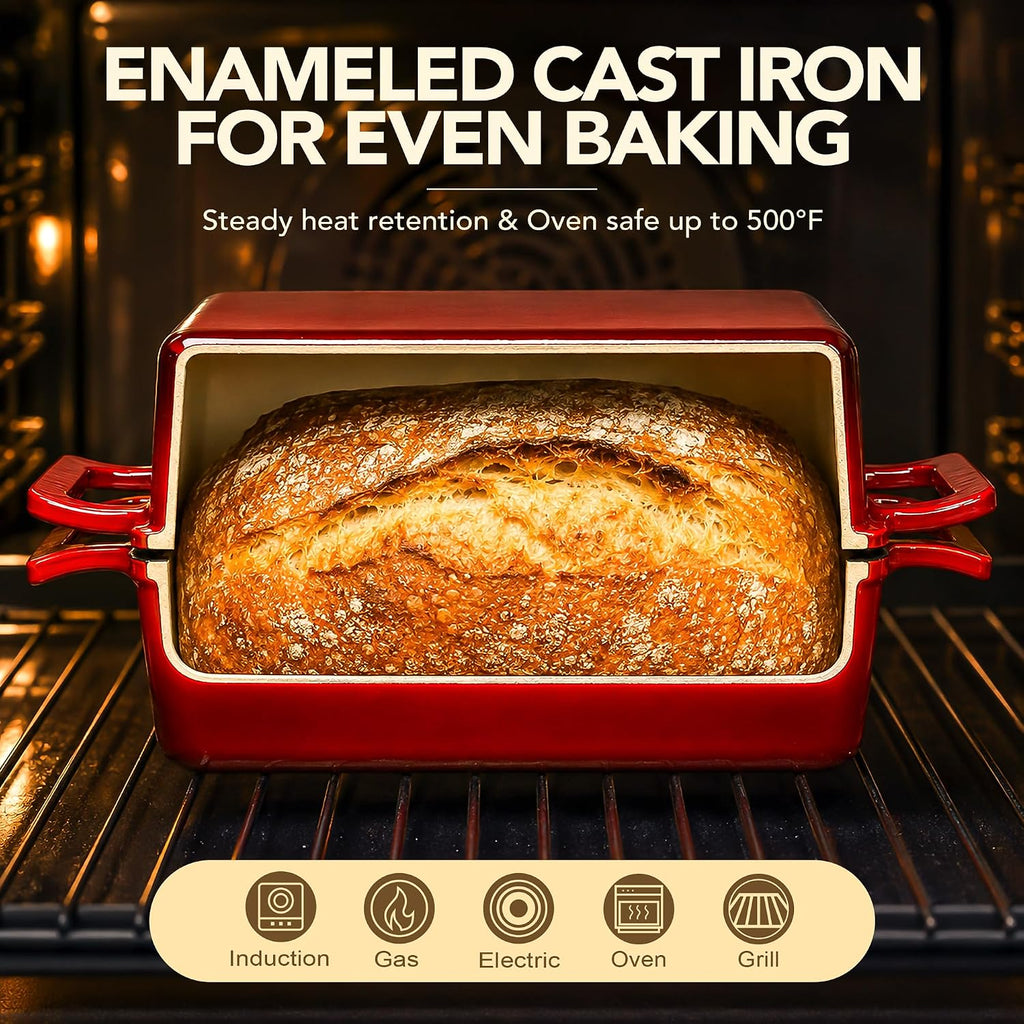 MICHELANGELO Pan de hierro fundido esmaltado con tapa, sartén para...