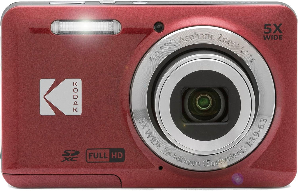 Kodak PIXPRO FZ55 - Cámara digital roja de 16 MP con zoom óptico 5X...