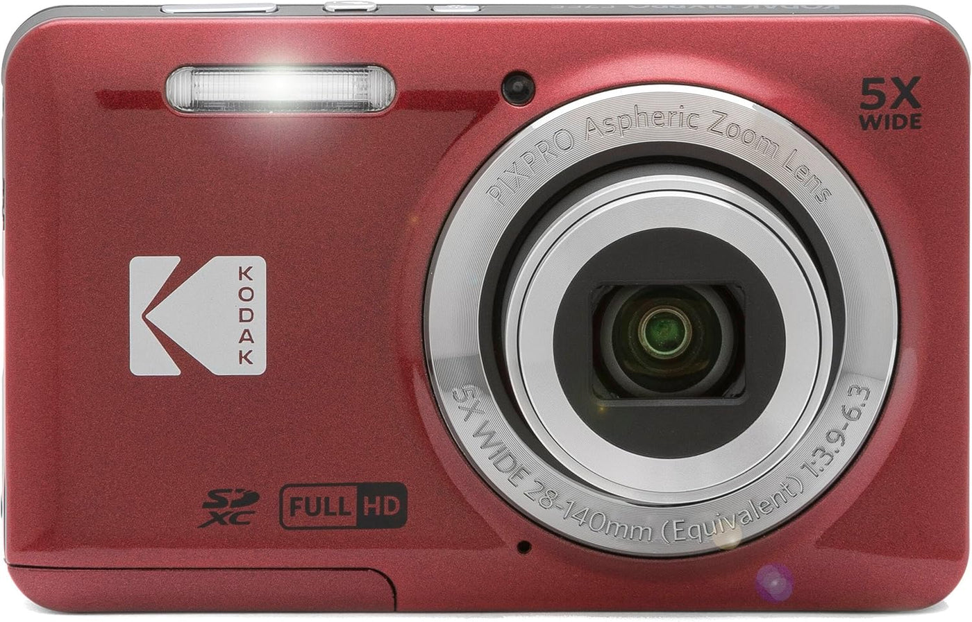 Kodak PIXPRO FZ55 - Cámara digital roja de 16 MP con zoom óptico 5X...