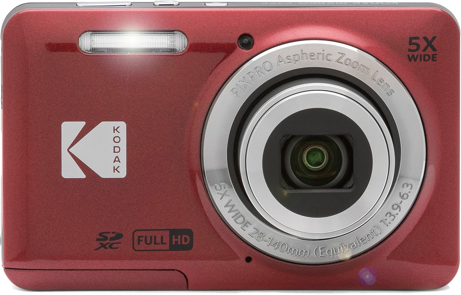 Kodak PIXPRO FZ55 - Cámara digital roja de 16 MP con zoom óptico 5X...