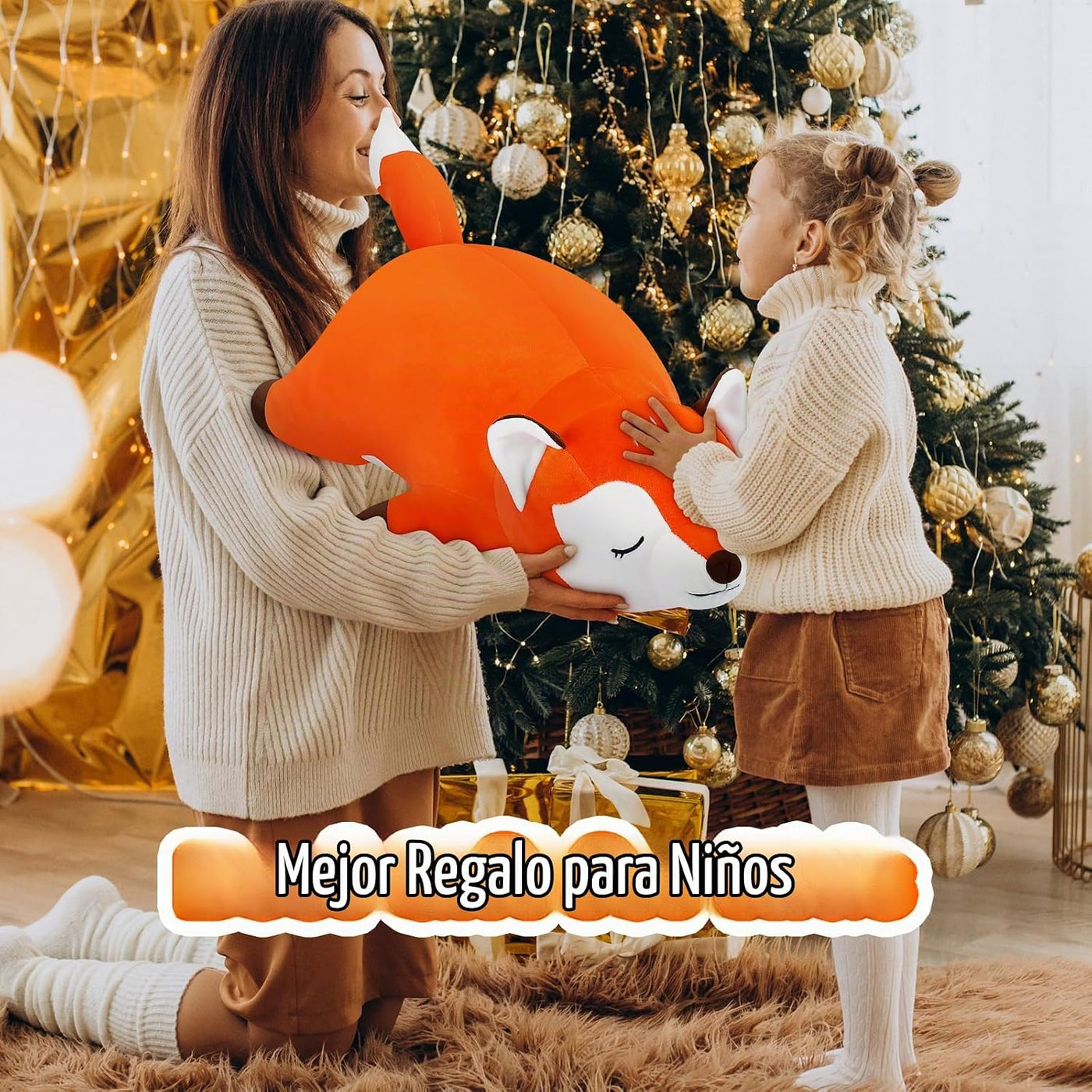 Peluche de zorro gigante de 30 pulgadas, almohada de felpa de zorro...