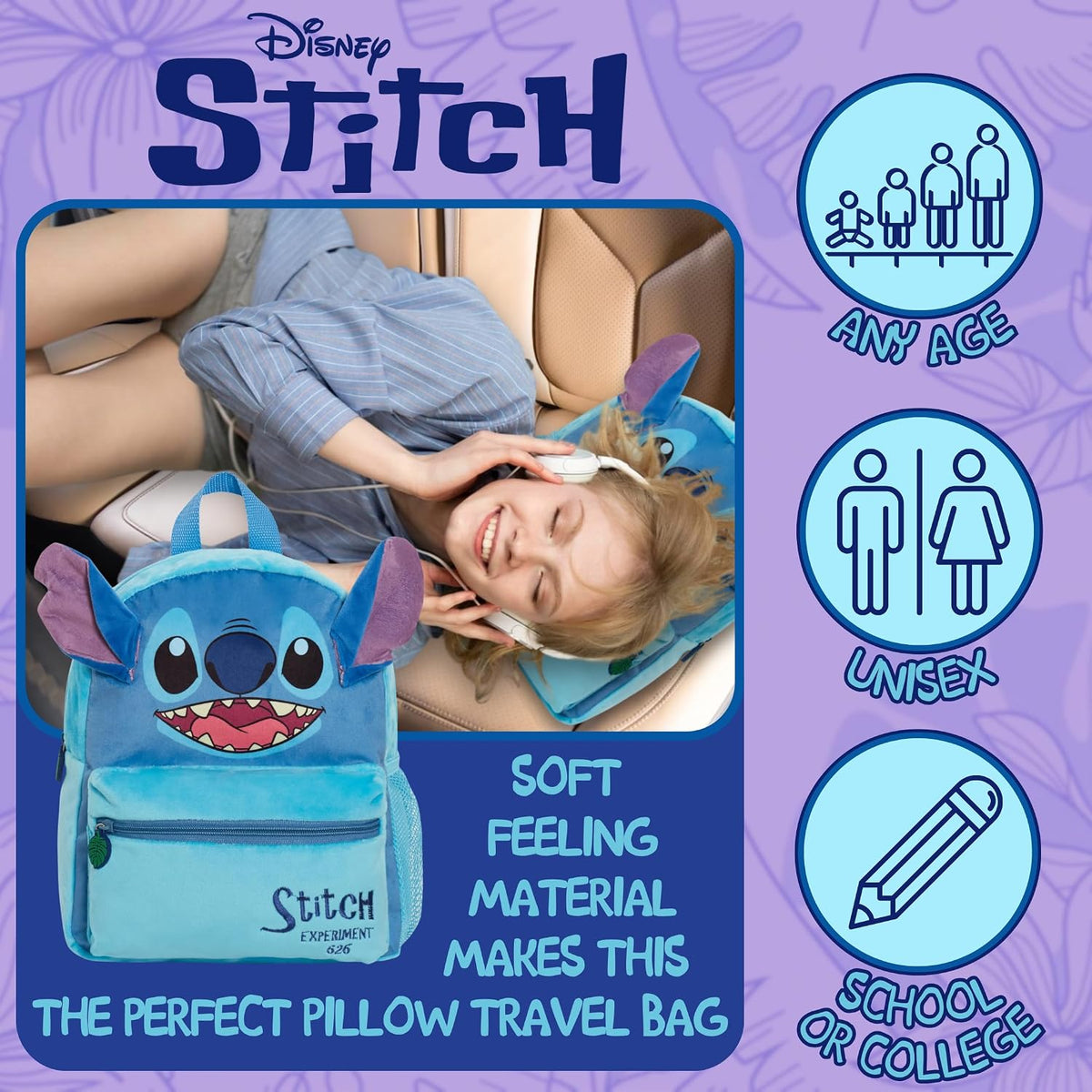 Disney Lilo and Stitch Bag - Mochila de felpa para niños, mochila e...