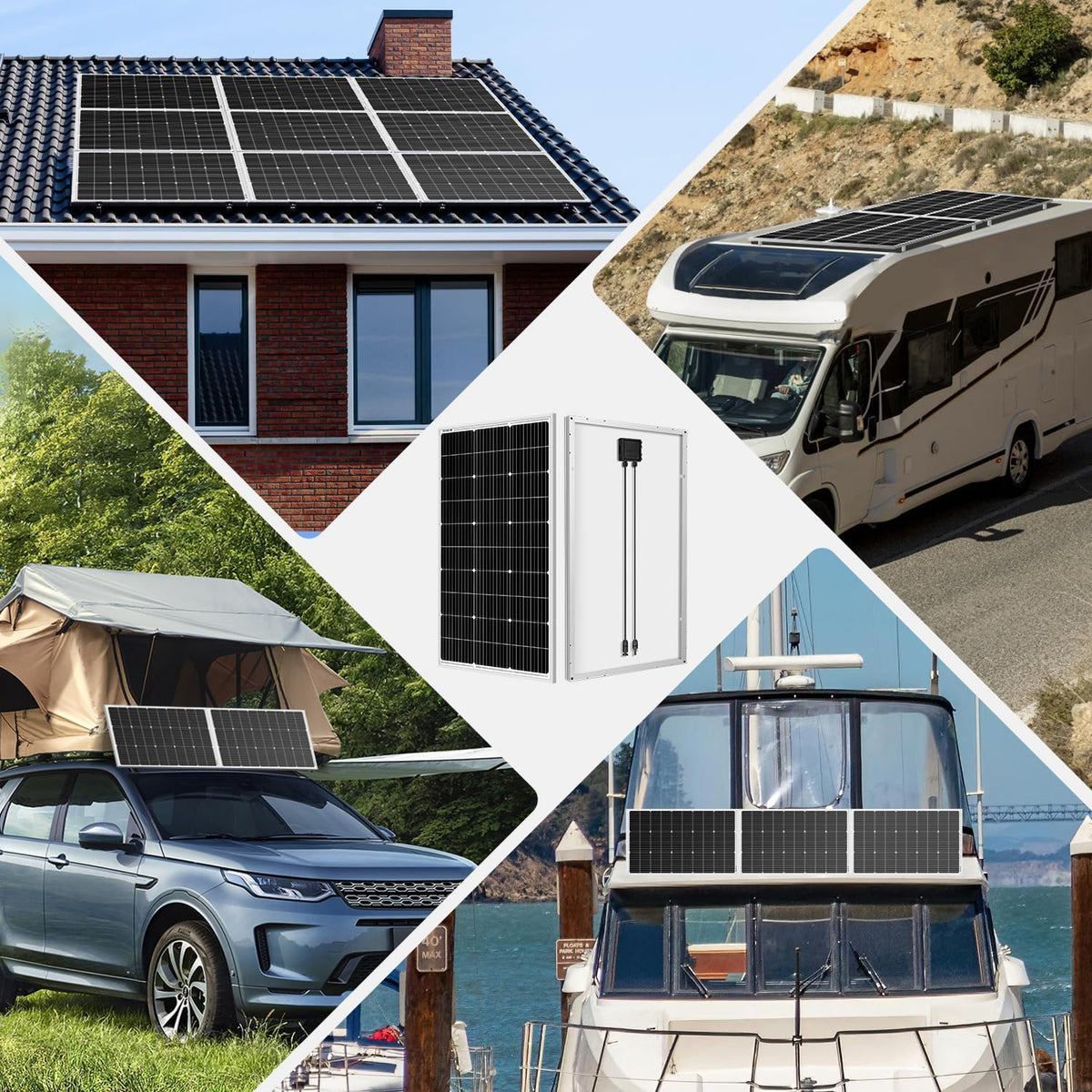 DOKIO - Kit de paneles solares de 200 W, 2 unidades de 100 W, sopor...