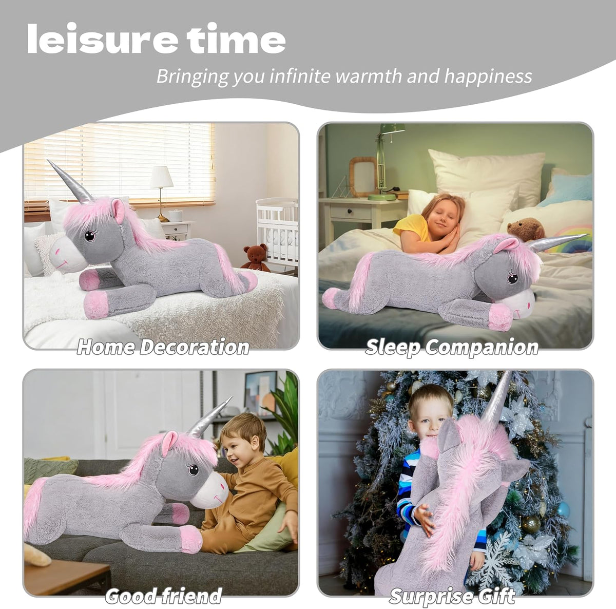 ZBLX Peluche de unicornio gigante, animal de peluche grande de 38 p...